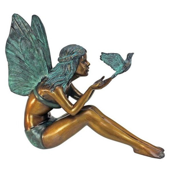Bird Fairy Cast Bronze Garden releasing dove of peace sculptures Art